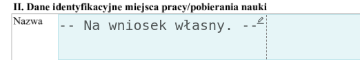 eOrzecznik Na wniosek wlasny w nazwie zakladu pracy bez wyboru pracodawcy